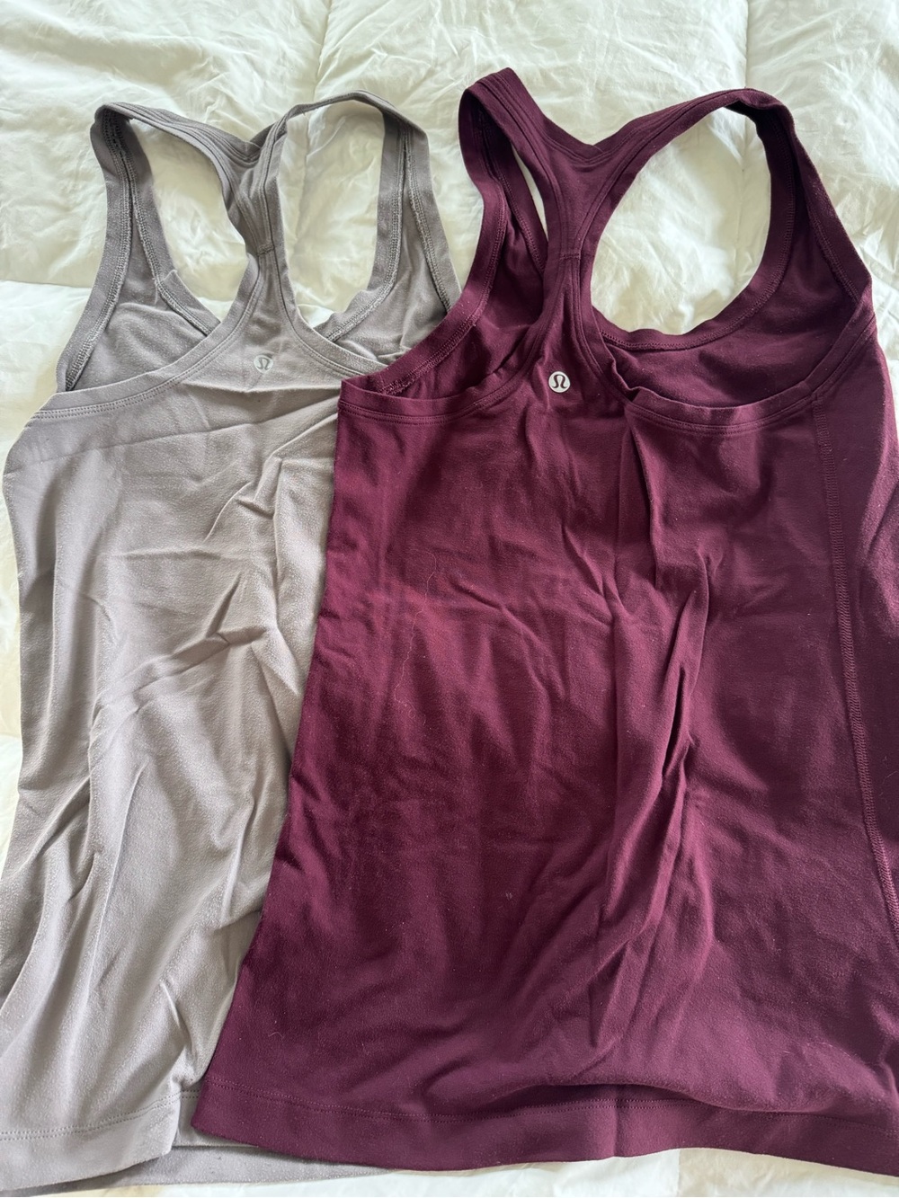 Lululemon racerback tanks in Taupe, Burgundy, Black, and Deep Plum - Picture 4 of 5
